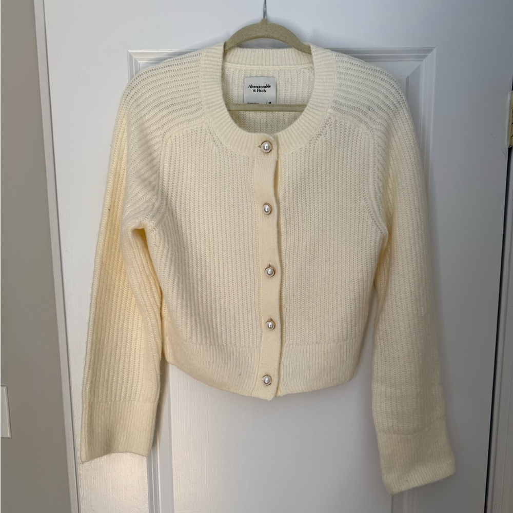 Abercrombie & Fitch Cream Cardigan Sweater with pearl buttons